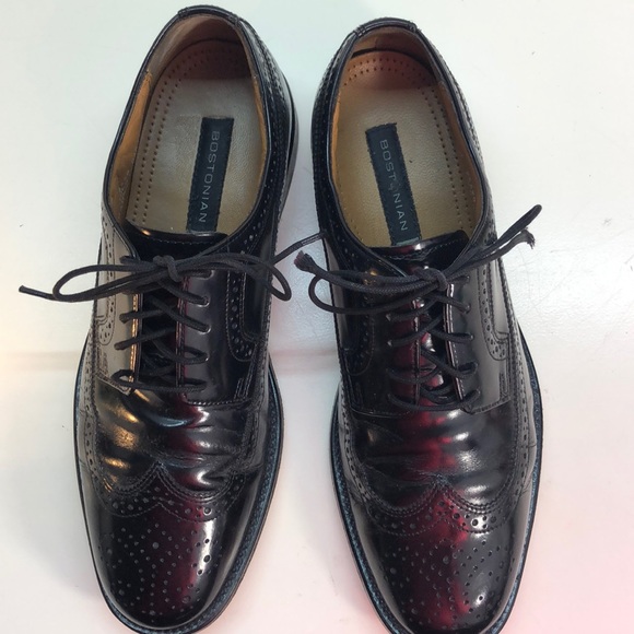 Bostonian Luxe Black Leather Wingtip Shoes Size 10 main image 7